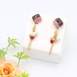 ショコラ＊2way＊美濃和紙のイヤリング/ピアス＊いちごチョコ