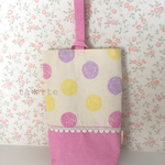 感謝SALE❢﻿《名入れ可》シューズバッグ・上履き入れ✼﻿ピンクドット×花柄✼﻿