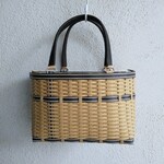 【新作】クラフトかごバッグ（Ｍ）クラフト色＆ミッドナイト