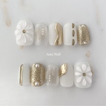 【Frosted glass -gold-】ネイルチップ 卒業式ネイル 成人式ネイル ブライダルネイル