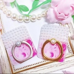 【訳あり】パールがかわいい！スマホリング(ホワイト×シルバー)