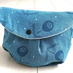 ▽ぷっくりポーチ (大size)▽■ 北欧テイスト／タンポポbrooch(ブルーグレー)