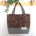 トートバッグ（チビ猫、茶、ヒッコリー黒）
