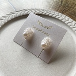 【イヤリングのみ】あこや真珠とつまみ細工のイヤーアクセサリー　