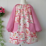 120size＊長袖スモック《 レトロアニマルカード 💛 ピンク 》