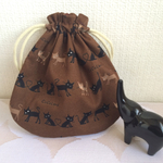 まん丸ミニ巾着（チビ猫、茶）