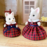 シルバニアファミリーペア服＊お母さん＊女の子＊チェック