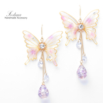 胡蝶~Purple Flower~ ピアス/イヤリング/ノンホールピアス/樹脂ピアス
