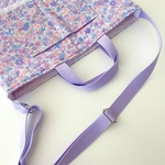  【man*様オーダー品】ショルダー付き手提げ　花柄とリボン　ポケット　キルティング 