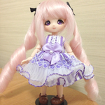 再販♡オビツ11サイズ ストライプミニワンピース/紫リボン