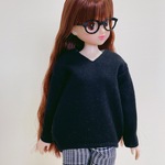 Vネックニット(長袖｜ブラック)