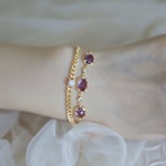 [mirukuさま専用]【一点もの】「一粒」 　Grape　ブレスレット　大粒　宝石質　s925銀　2月誕生石