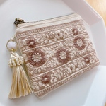 インド刺繍のミニファスナーポーチ