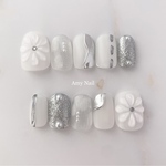 【Frosted glass -silver-】ネイルチップ 卒業式ネイル 成人式ネイル ブライダルネイル