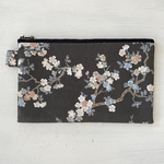 【SALE】和柄＊フラットポーチ＊ペタンコポーチ＊桜＊黒