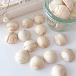 10pcs ＊18mm ラウンド マーブル マット カボション （アイボリー）（0190）