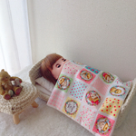 ⭐️人形用　パッチワーク風カントリー調ベッド　リカちゃんソランちゃん　イーマリー
