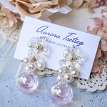 さくら色🌸シャボン玉とクリアフラワー イヤリング/ピアス