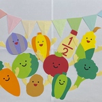 キューピーハーフバースデー　野菜壁面10個とガーランドセット　