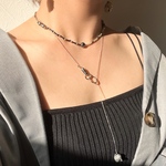 グレー／ブラウン　ロングネックレス