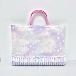 ミルキーウェイ パープル 星 ほし×ストライプ ☆*ハンドメイド レッスンバッグ 手提げ袋 女の子 ゆめかわ