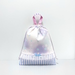 ミルキーウェイ パープル×ストライプ*☆ハンドメイド 巾着袋  体操服袋 上履き袋  上履き入れ ゆめかわ 星 ほし