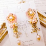シェルフラワー中華風桜ピアス