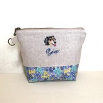 犬の手刺繍の化粧ポーチ☆オーダー品