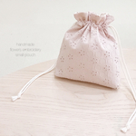 刺繍レース＊　プチロンド巾着ポーチ　グレイッシュピンク