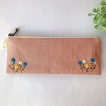 【再販】手刺繍ペンケース（ピンク）
