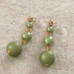 【SALE】026 オリーブみたいなパールのノンホールピアス（イヤリング）