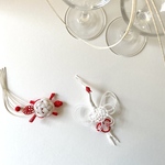 spu-puppy様オーダー品: 水引オーナメント飾り 亀鶴［紅白×白金］