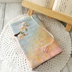 手刺繍のブックカバー/桜の枝