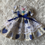 ♡リカちゃん♡ブライス ワンピース♡(ハート柄💙ブルー)