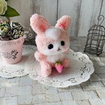 ニギニギ握れる　ピンクうさぎ　ぬいぐるみ　羊毛フェルト  ☆    ネザーランドドワーフ 