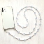 クリアケース ビーズ パール スマホショルダー ストラップ お花 ショルダーストラップ 忘れな草