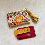 刺繍リボンのジュエリーポーチ　レッド×イエロー
