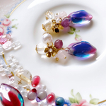 色遊び  お花と天然石のピアス