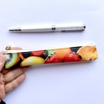 おっしゃれ〜❣️フルーツ🍊🥝🍓　超スリムペンケースクリア