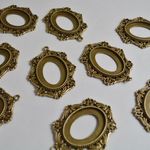 アクセサリーパーツ レジン枠 楕円 ハート４ デザイン 金古美 空枠 フレーム 46mm 10個[4582434313049] 