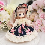 オビツ11 スカートスタイルワンピース　クラシックローズ黒　服