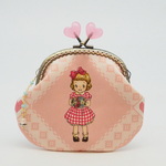 「Margaret & Sophie pink　A・口金10.5センチ」のがま口ポーチ（再販）　
