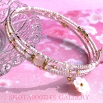 🌸Thanks100［再販9］🌸桜ひらひら🌸　ローズクォーツ　3連　コイルブレスレッド　春　桜　お花見　桜　ピンク　入学式　卒業式　デート　ひな祭り　#SSコレクション2022  パステルカラー