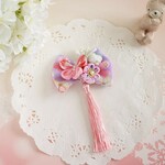 春の耳飾り（ちりめんの花＆蝶）うさぎ用リボン　ひな祭り　お花見