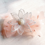 蝶々チュールの桜リボン🌸プチリボン🎀 犬用リボン　トリミング　キッズリボン　わんこバレッタ　大人かわいい　プチギフト　jdバレッタ　トップノットリボン　ベビーヘアクリップ　ワンコ用バレッタ