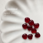 〈10個*No.C1584〉 Czech import  ハートビーズ/ガーネット