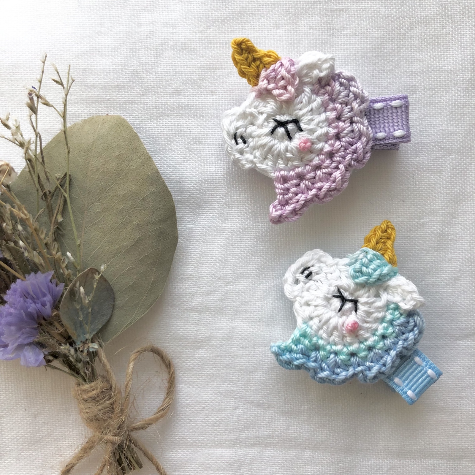 送料込み2つセット♩夢かわ♩カラフルユニコーンのベビーヘアクリップ