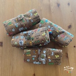 畳んでパッチン！ぺたんこエコバッグ☆彡茶色キャンプ柄