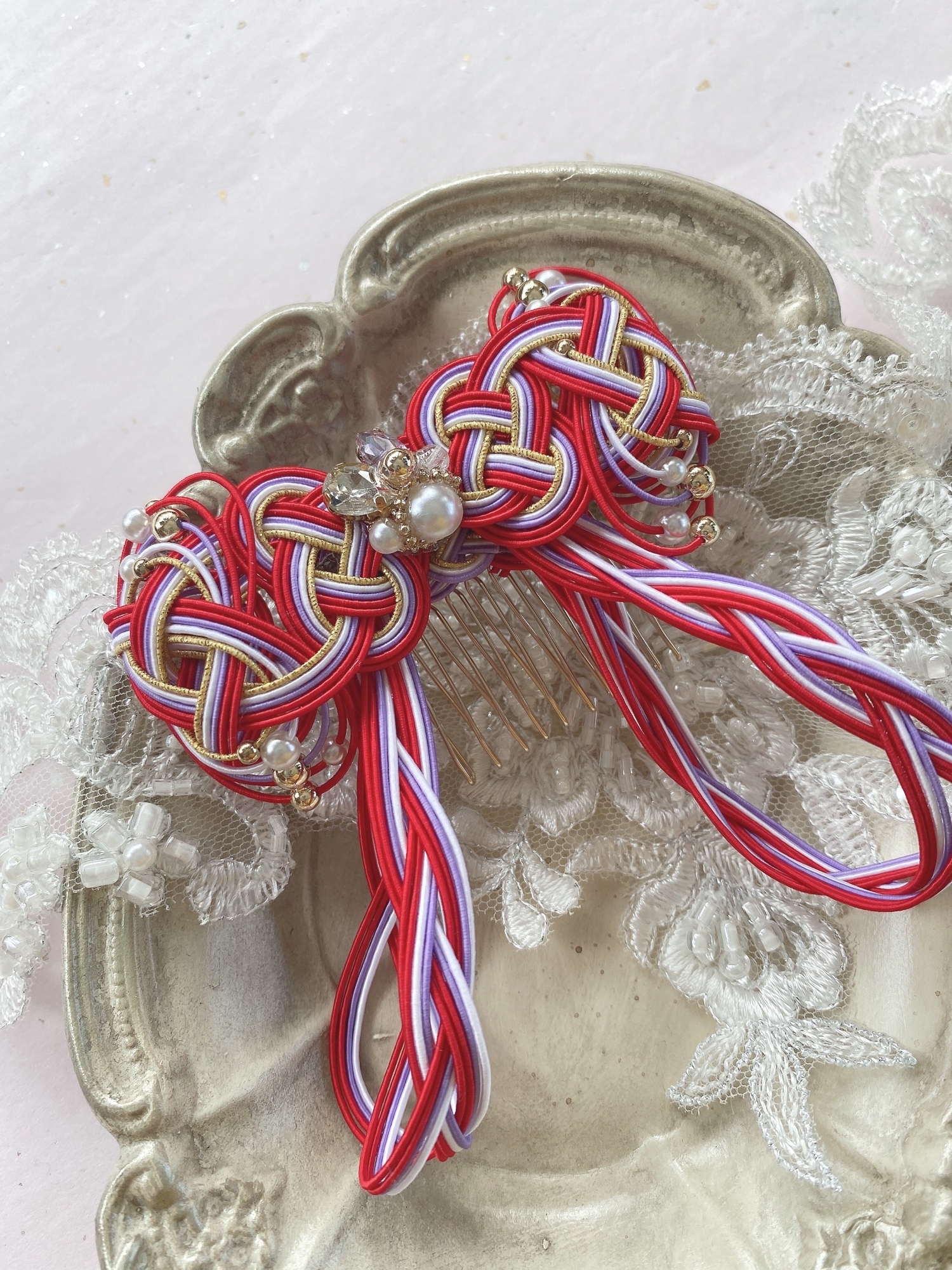 水引アクセサリー リボン ＊ ヘアコーム 髪飾り - Bibi~美日~ | minne