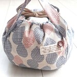 『Colon●巾着bag 』(大)■北欧テイスト／teardrop(ナチュラル×グレーピンク) 